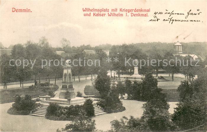 Demmin Mecklenburg Vorpommern Wilhelmsplatz mit Kriegerdenkmal und Kaiser Wilhel