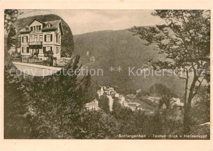 Schlangenbad Taunus Blick vom Hansenkopf Pension Maria Charlotte