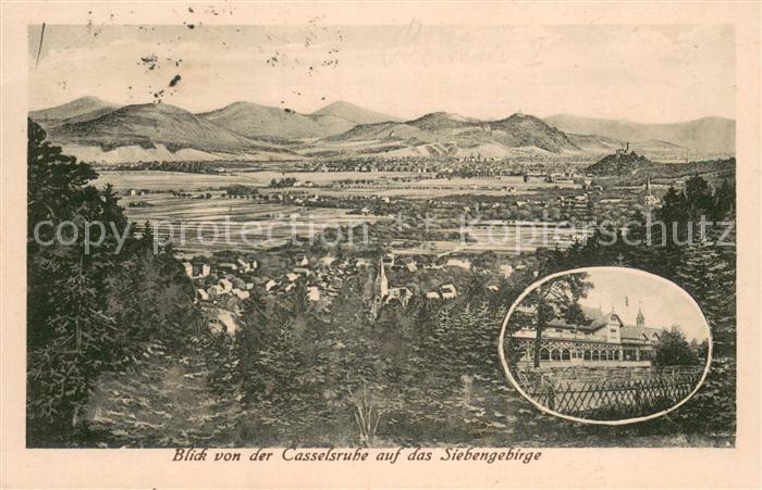 Bonn Rhein Blick vom Hotel-Pension Casselruhe auf das Siebengebierge mit Hotel-P