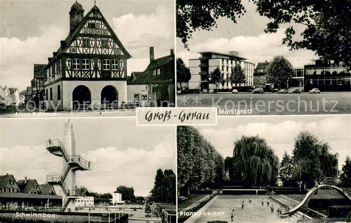 Gross-Gerau Altes-Rathaus Marktplatz Planschbecken-Schwimmbad