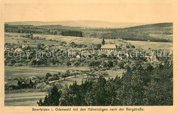Beerfelden Odenwald Gesamtansicht mit den Hoehenzuegen nach d. Bergstr.
