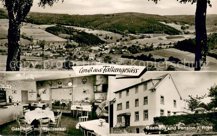 Falken-Gesaess Totalansicht und Gasthaus und Pension Zur Rose Innen- und Aussena