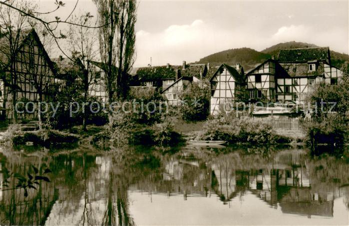 Rotenburg Fulda Alte Fachwerkhaeuser an der Fulda