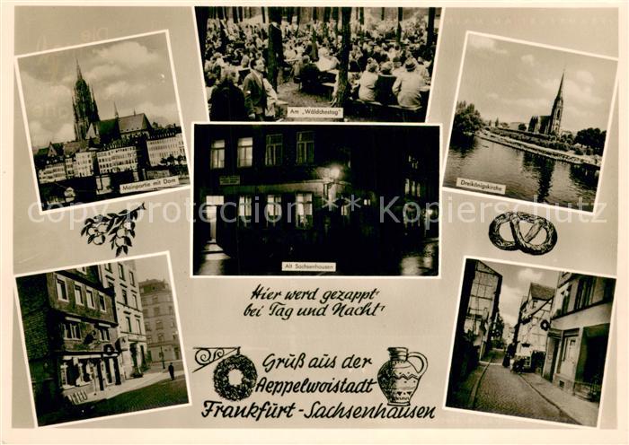 Sachsenhausen Frankfurt Dreikoenigskirche Mainpartie mit Dom Teilansichten