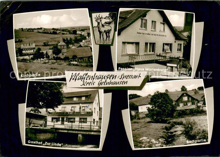 Pfaffenhausen Spessart Kirchpartie Pension-Haus Marienburg Bachpartie Gasthof Zu