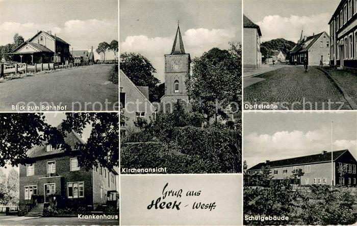 Heek Borken Kirche Bahnhof Dorfstrasse Krankenhaus Schulgebaeude
