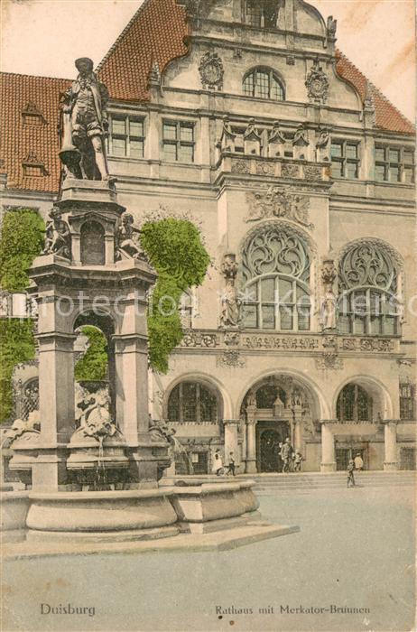 Duisburg Ruhr Rathaus mit Merkator-Brunnen