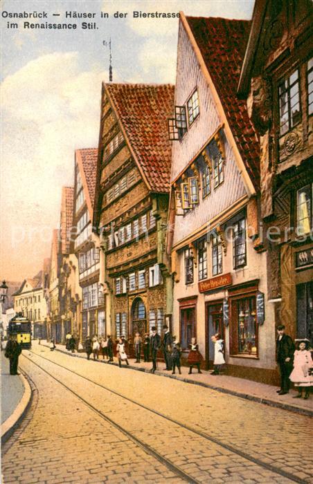 Osnabrueck Haeuser i. d. Bierstrasse im Renaissance Stil m. Strassenbahn Geschae
