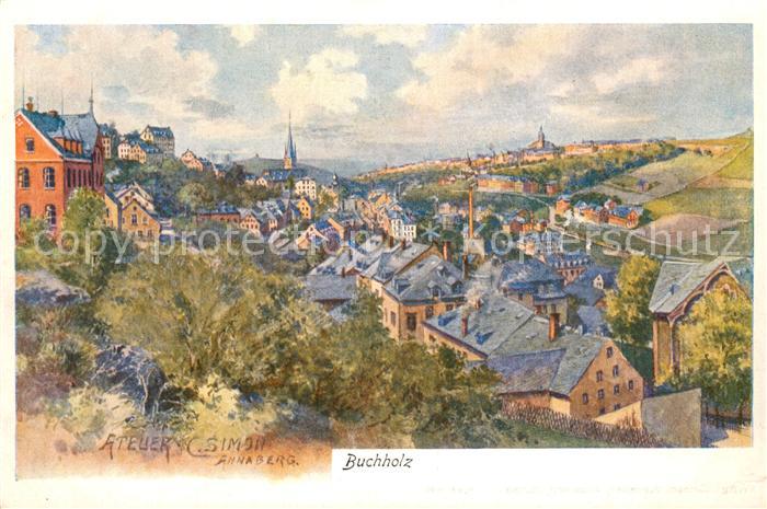 Buchholz Annaberg Gesamtansicht Kuenstlerkarte Atelier C. Simson