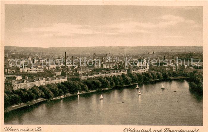 CHEMNITZ Sachsen Schlossteich mit Gesamtansicht