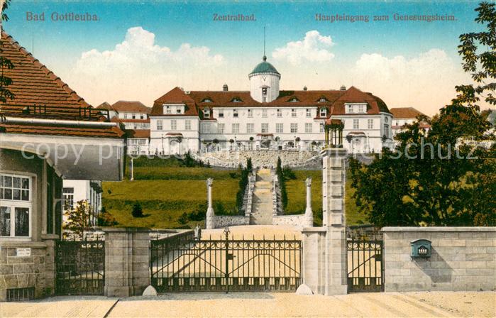 Bad Gottleuba-Berggiesshuebel Genesungsheim Zentralbad und Haupteingang