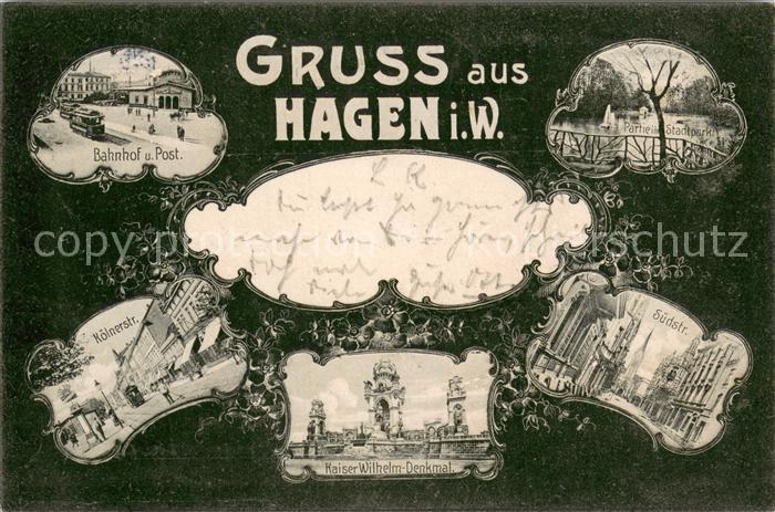 Hagen Westfalen Kaiser-Wilhelm-Denkmal Suedstr. Partie im Stadtpark Bahnhof u. P