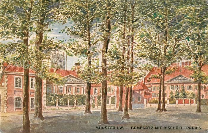 Muenster Westfalen Domplatz m. Bischoefl. Palais. Feldpost