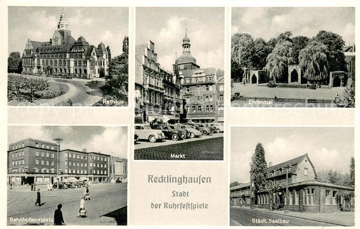 Recklinghausen Westfalen Staedt. Saalbau Ehrenmal Rathaus Markt
