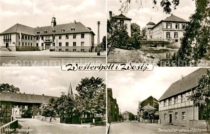 Westerholt Westfalen Rathaus Schloss Alter Torbogen Bahnhofstrasse u. Postamt