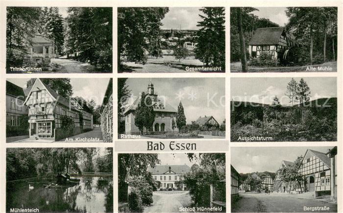 Bad Essen Gesamtansicht Alte Muehle Aussichtsturm Bergstrasse Schloss-Huennefeld
