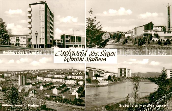 Geisweid Kath. Kirche Hochhaus-Obere-Wenscht Unteres-Wenscht-Zentrum Teich