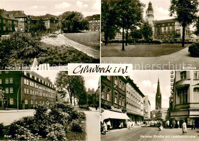 Gladbeck Partie am Jovy-Platz Rathaus Post Horster Strasse m. Lambertikirche