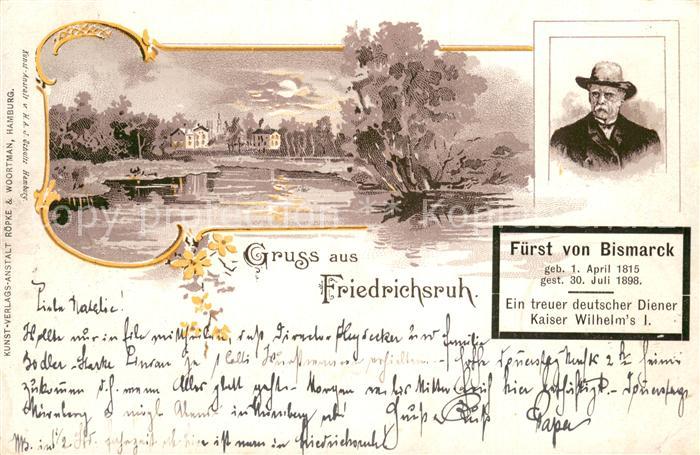 Friedrichsruh Aumuehle Litho Teilansicht u. Fuerst von Bismarck