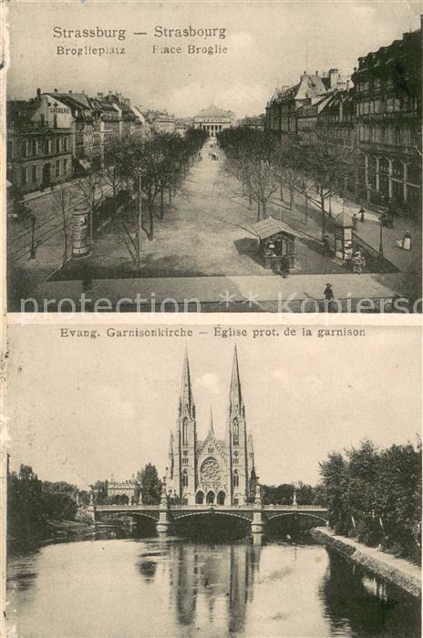 Strassburg Elsass Broglieplatz u. evagl. Garnisonkirche