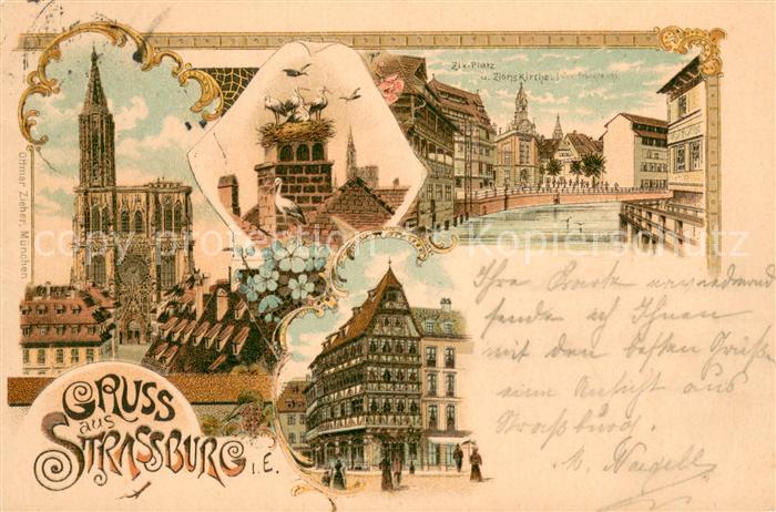 Strassburg Elsass Zix-Platz u. Zionskirche