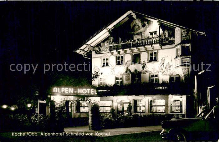 Kochel See Alpenhotel Schmied von Kochel bei Nacht