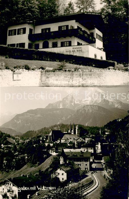 BERCHTESGADEN Bayern Pension Haus am Berg u. Teilansicht d. Stadt m. Watzmann