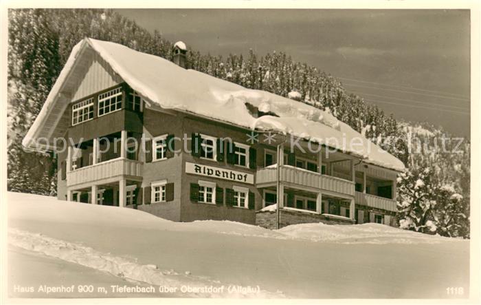 Tiefenbach Oberstdorf Haus Alpenhof Aussenansicht im Schnee