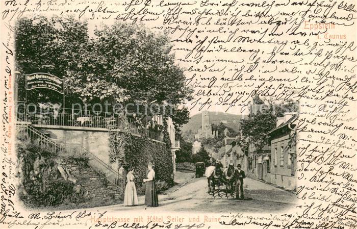 Eppstein Taunus Hauptstrasse mit Hotel Seiler und Ruine