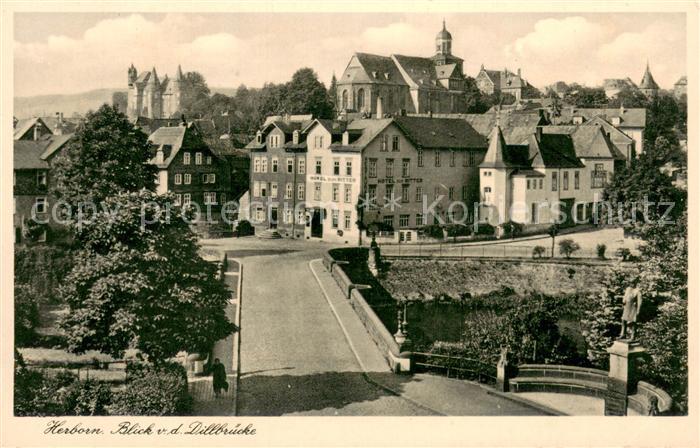 Herborn Hessen Blick von der Dillbruecke mit Hotel Zum Ritter