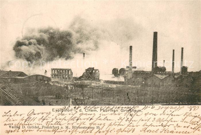 Griesheim Frankfurt Main Explosion in den Chemischen Fabriken Griesheim