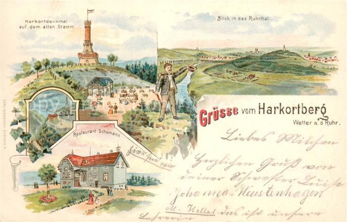 Harkortberg Wetter Ruhr Harkortdenkmal auf dem alten Stamm Blick in das Ruhrthal