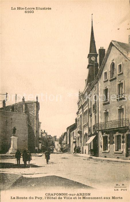 Craponne-sur-Arzon La Route du Puy Hotel de Ville et le Monument aux Morts