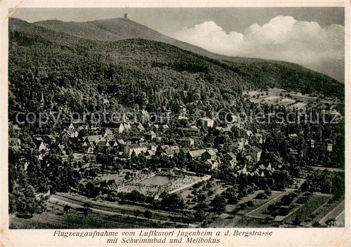Jugenheim Seeheim-Jugenheim Fliegeraufnahme mit Schwimmbad und Melibokus