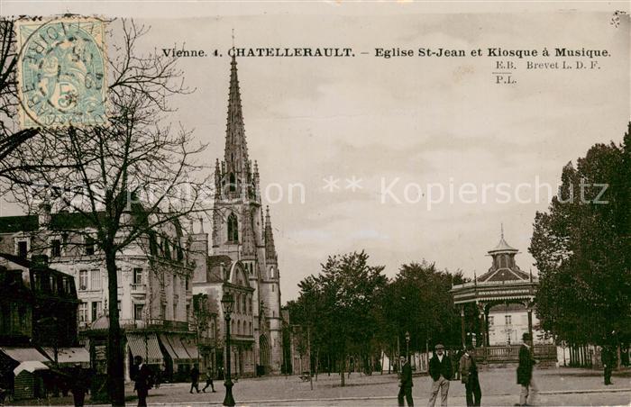 Chatellerault Eglise St Jean et Kiosque a Musique