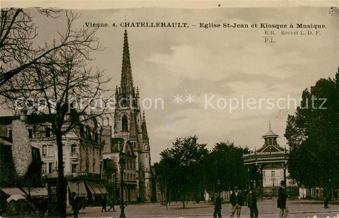 Chatellerault Eglise St Jean et Kiosque a Musique