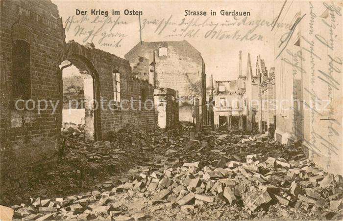 Gerdauen Schelesnodoroschny Oblast Kaliningrad Zerstoerung in WK1