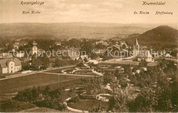 Krummhuebel Karpacz Riesengebirge Panorama Riesengebirge Kath Kirche Ev Kirche P