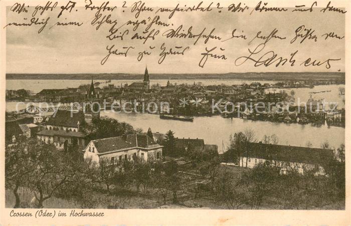 Crossen Oder Krosno Odrzanskie im Hochwasser