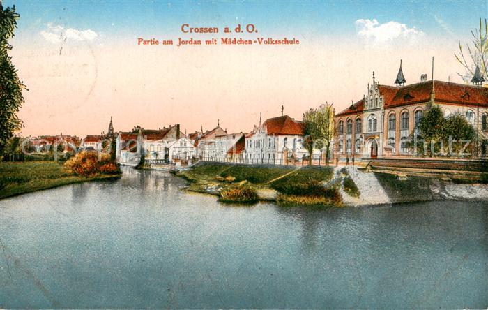 Crossen Oder Krosno Odrzanskie Partie am Jordan mit Maedchen Volksschule
