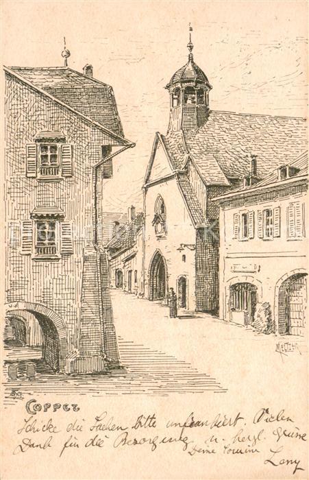 Coppet VD Ortspartie Zeichnung