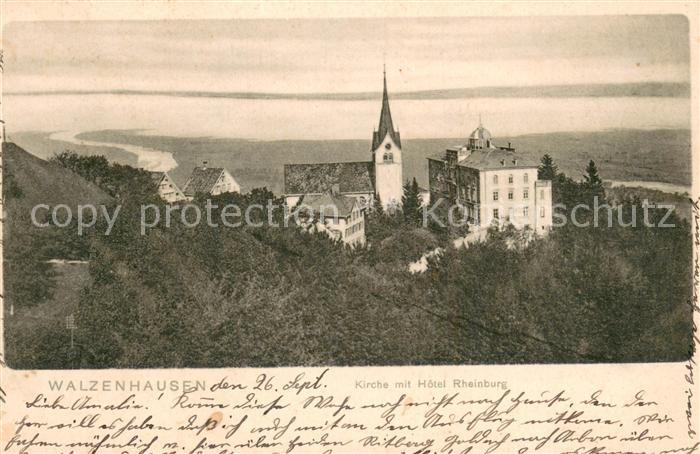 Walzenhausen AR Kirche mit Hotel Rheinburg