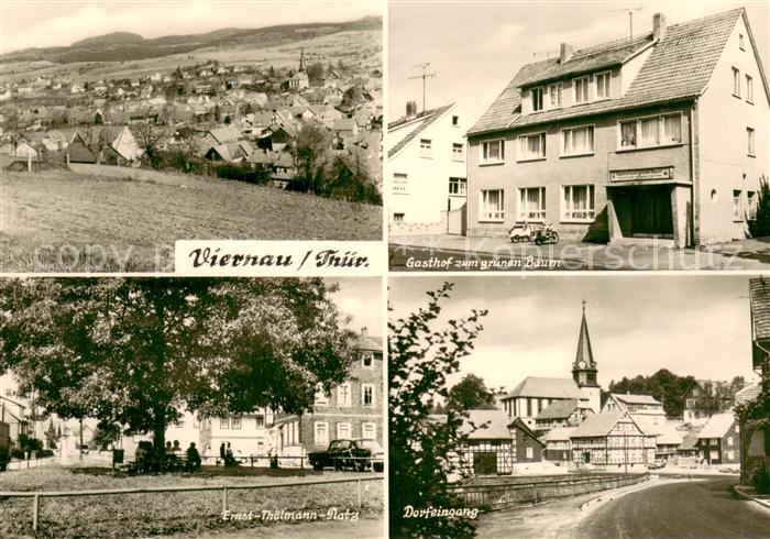 Viernau Panorama Gasthof zum gruenen Baum Ernst Thaelmann Platz Dorfeingang