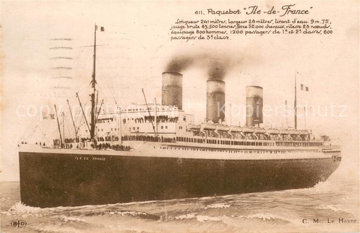 Dampfer Oceanliner BLD C.M.Le Havre 611 Ile de France