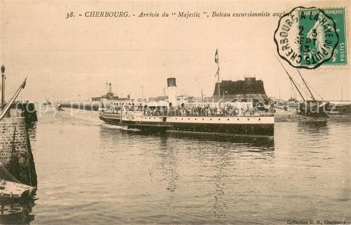 Dampfer Seitenrad Cherbourg Arrivee du Majestic
