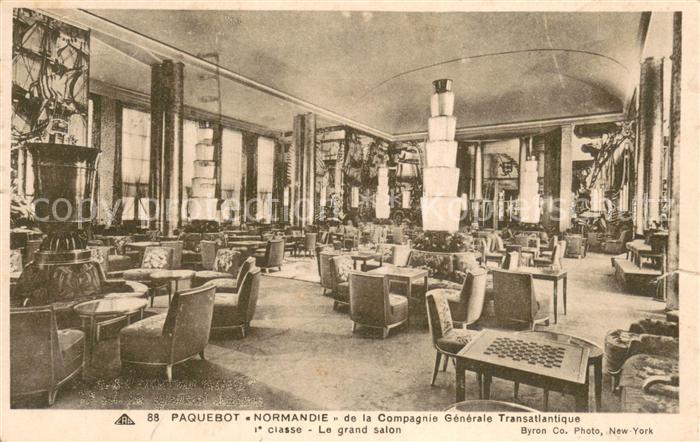 Dampfer Oceanliner NORMANDIE Le grand salon