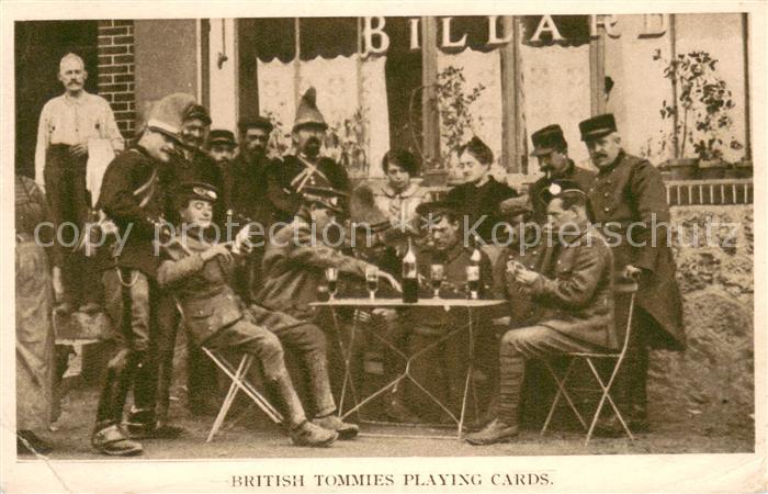 Kartenspiel-Postkarte British Tommies Playing Cards