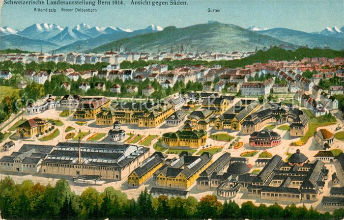 Bern BE Schweizerische Landesausstellung Bern 1914 mit Bluemlisalp Niesen Dolden