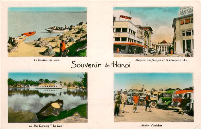 Hanoi Vietnam Le transport du sable Magasin Chaffanjon et le Banque FC Le Bar Da