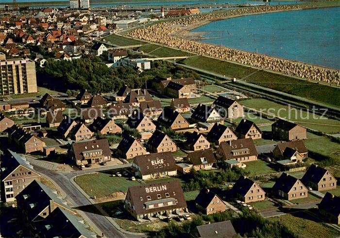 Buesum Nordseebad Fliegeraufnahme mit Haus Elke und Haus Berlin